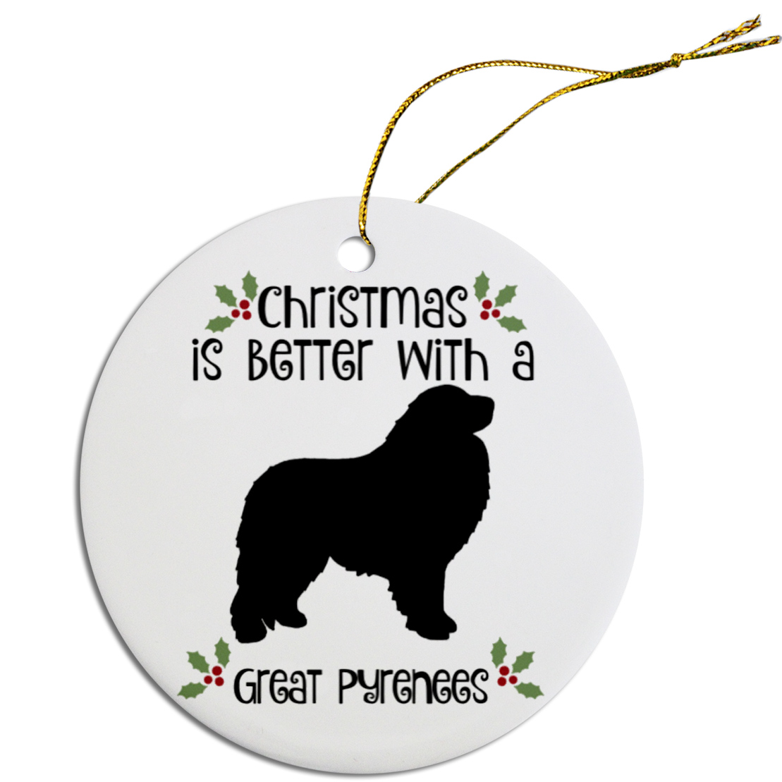 Breed Specific Round Christmas Ornament Great Pyrenees